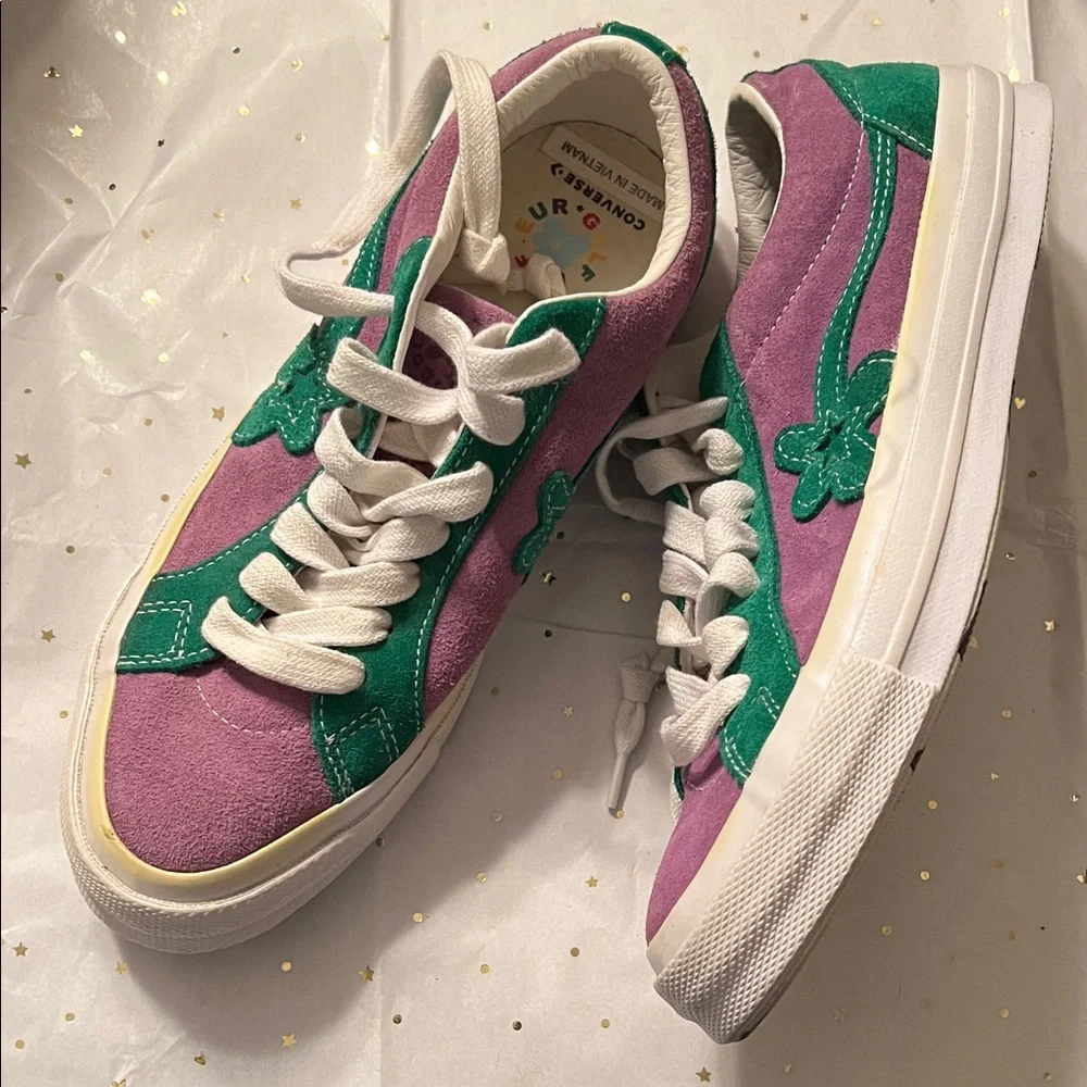 Converse Men’s/Women's Tyler the Creator Purple and Green Sneakers - Picture 10 of 11